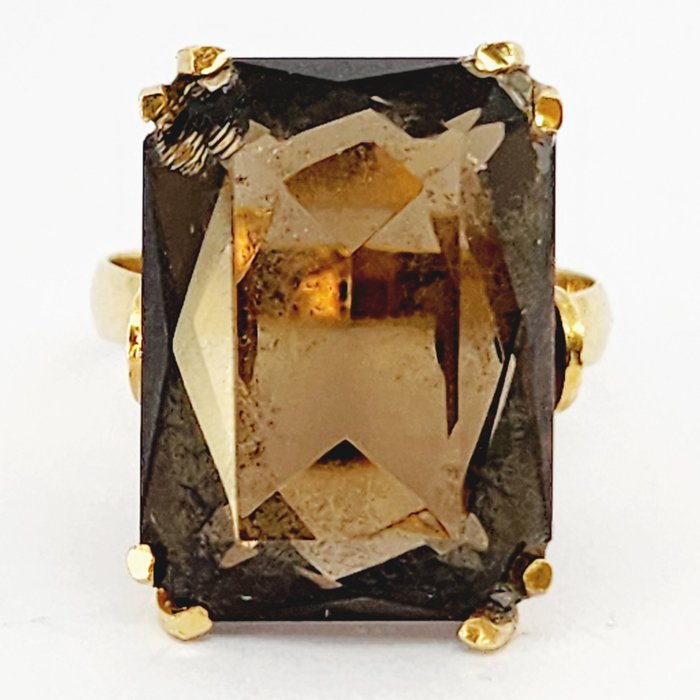 Ring - 18 kraat Gulguld -  5.00ct. tw. Kvarts