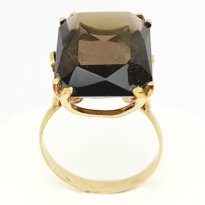 Ring - 18 kraat Gulguld -  5.00ct. tw. Kvarts