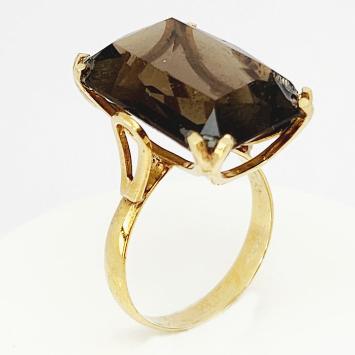 Ring - 18 kraat Gulguld -  5.00ct. tw. Kvarts