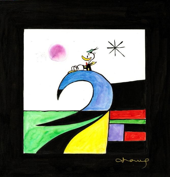 Tony Fernandez - Donald Duck Inspired By Joan Miro’s “Gaudí X” (1979) - Original Painting