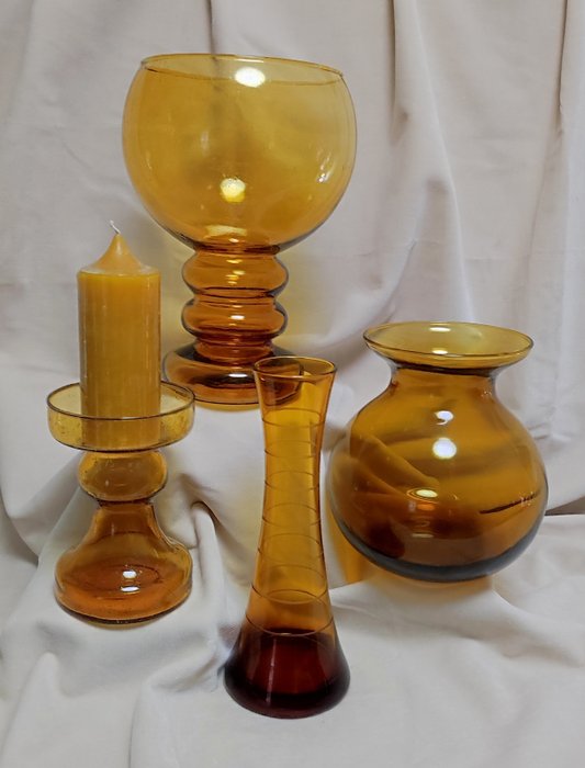 Ingrid-Gläser, MG-Marsberger Glaswerke Ritzenhoff, Kristallglasfabrik Alfred Taube Vohenstrauss - Vase  - Glas - Fire vintage glasvaser