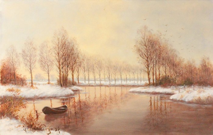 Gernot Rasenberger (1943) - Winterliche Flusslandschaft