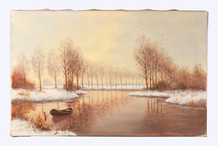 Gernot Rasenberger (1943) - Winterliche Flusslandschaft