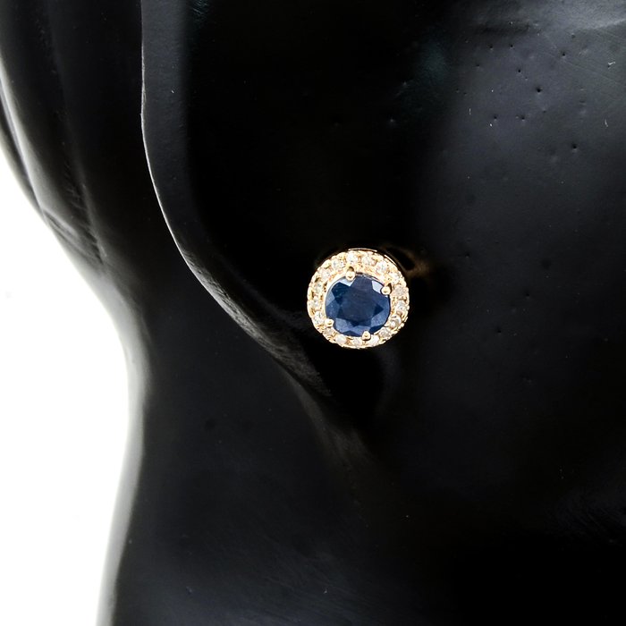 Ingen mindstepris - Øreringe - 14 karat Gulguld -  1.58ct. tw. Safir - Diamant