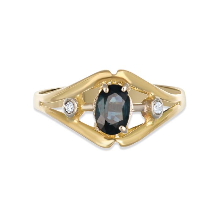 Ring - 18 kraat Gulguld -  0.53ct. tw. Safir - Diamant