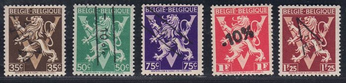 Belgien 1946 - Den komplette samling af alle -10% frimærker og Gellingen-serien, i alt 61 værdier. - OBP 724A/vv