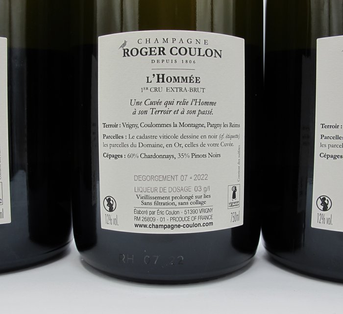 Roger Coulon "L'Hommée" - Champagne Extra-Brut 1er Cru - 4 Flasker (075 L)