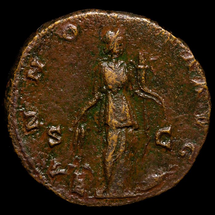 Romarriket. Antoninus Pius (138-161.. Dupondius Roma - Annona  (Ingen mindstepris)