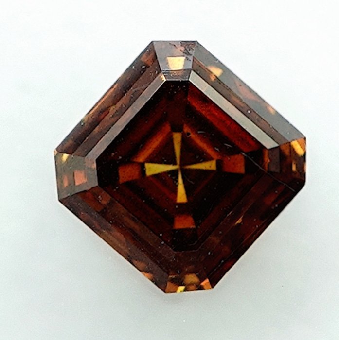 1 pcs Diamant  (Naturfarvet)  - 0.53 ct - Kvadrat - Fancy deep Orange Gul - SI2 - International Gemological Institute (IGI)