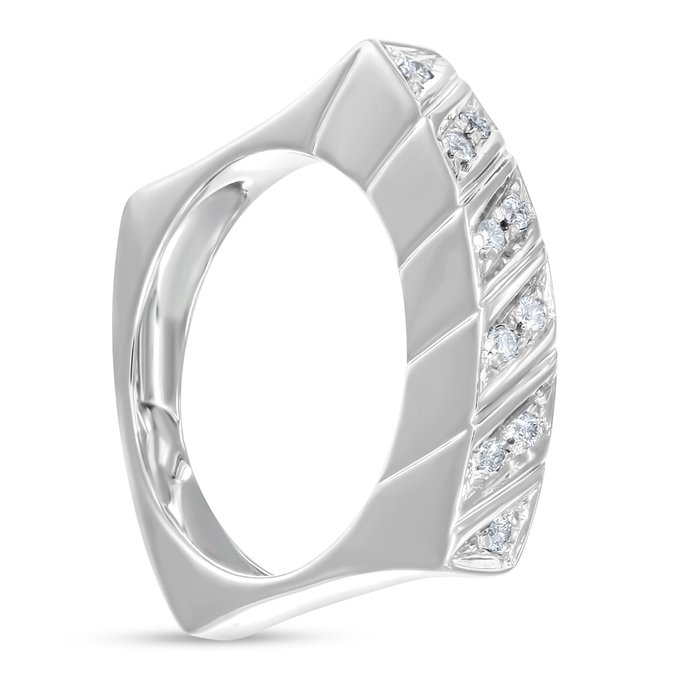 Ring - 18 kraat Hvidguld -  0.15ct. tw. Diamant (Natur)