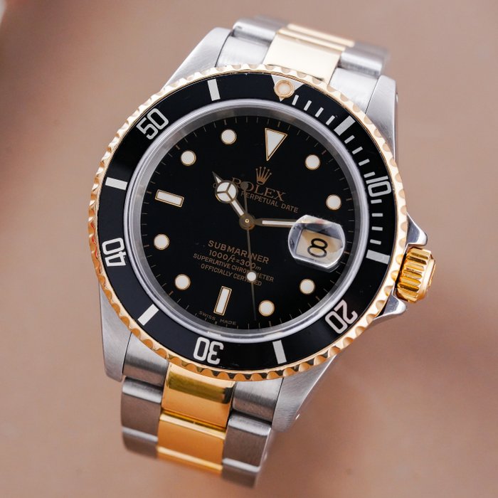 Rolex - Submariner Date Black Dial Two Tone - 16613 - Mænd - 1990-1999