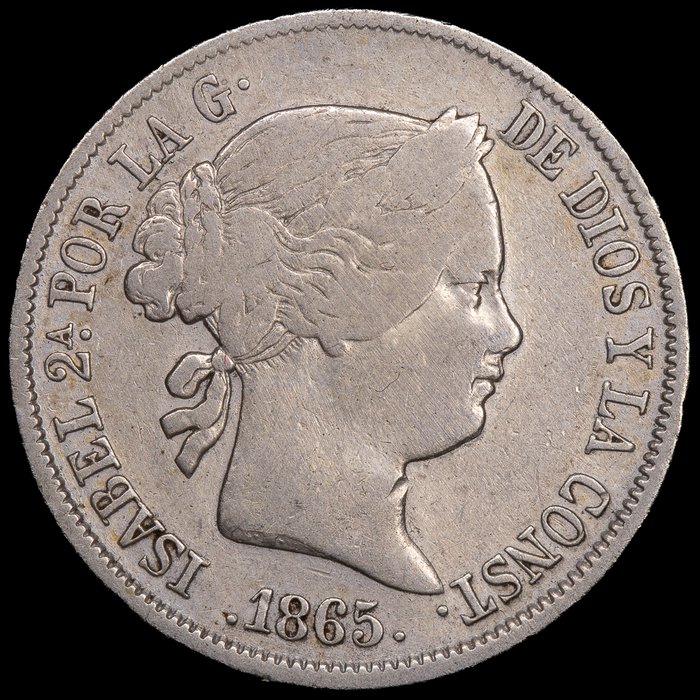 Spanien. Isabella 2.. 40 Centimos de Escudo 1865 - Madrid  (Ingen mindstepris)