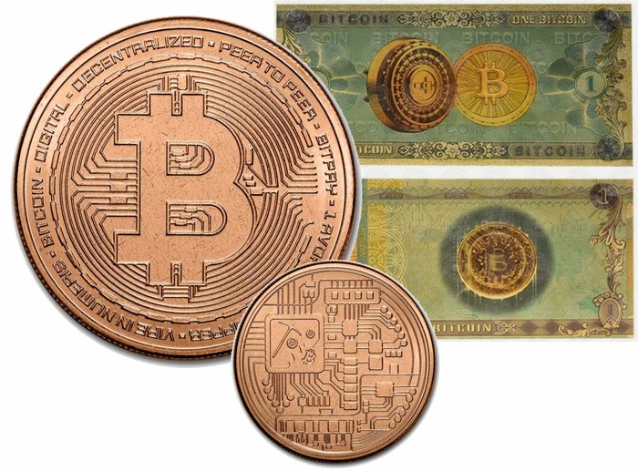 Verden. Medal Bitcoin, 2x1 Oz Kupfer .999 incl. Beilage. aktuell  (Ingen mindstepris)