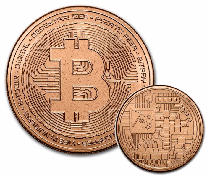 Verden. Medal Bitcoin, 2x1 Oz Kupfer .999 incl. Beilage. aktuell  (Ingen mindstepris)