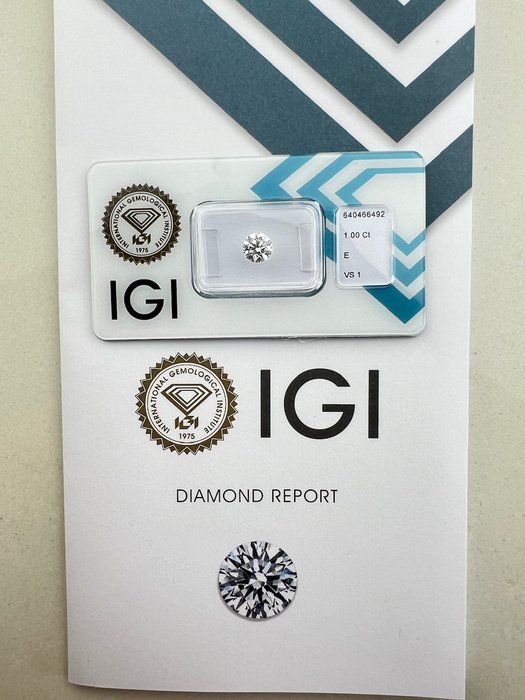 Ingen mindstepris - 1 pcs Diamant  (Natur)  - 100 ct - Rund - E - VS1 - International Gemological Institute (IGI)