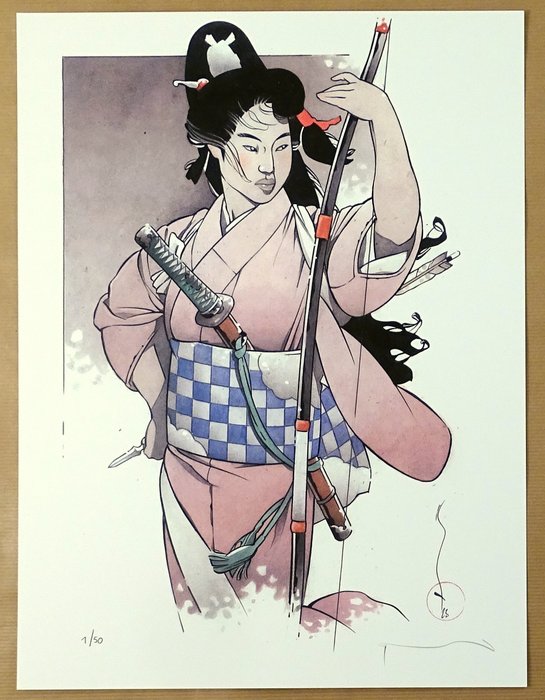 Michetz, Marc - 1 Offset Print - Geisha et l'arc à flèche