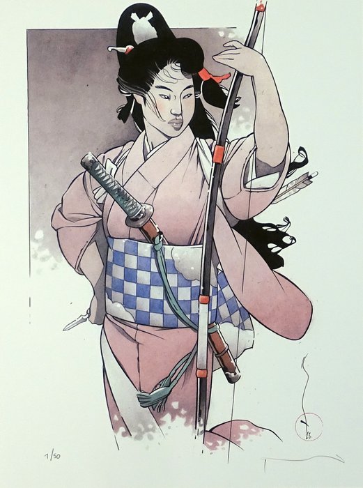 Michetz Marc - 1 Offset Print - Geisha et l'arc à flèche