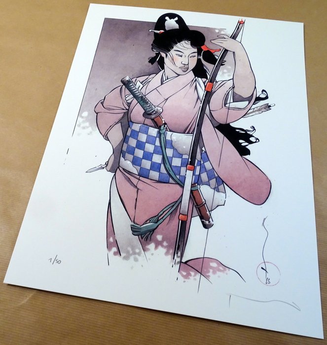 Michetz Marc - 1 Offset Print - Geisha et l'arc à flèche