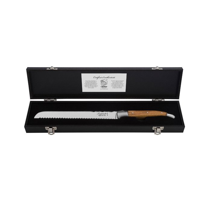 Laguiole - Bread Knife - incl. Certificate and luxury gift box - Olive Wood - Køkkenkniv - Rustfrit stål - Holland