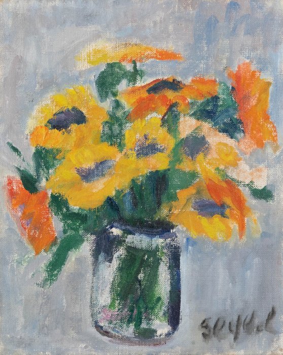 Lyne Seybel (1919-2009) - Le bouquet de soucis