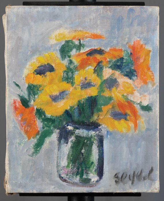 Lyne Seybel (1919-2009) - Le bouquet de soucis