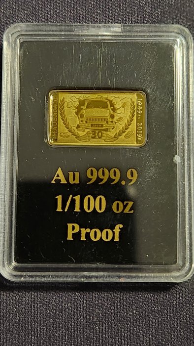 Tyskland. Gold Bar 2019 Kultauto Trabant, (.999) Proof  (Ingen mindstepris)