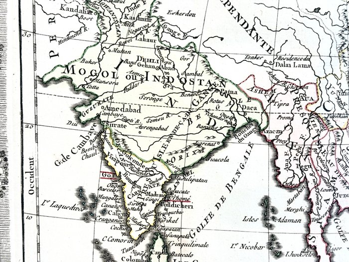 Asien - Chine, Indonésie, Indochine, Inde, Philippine; Louis-Charles DESNOS - Chine et Indes avec les isles - 1761-1780