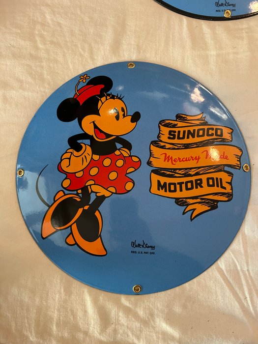 Emaljeskilt - emaljeskilt konveks sunoco motorolie - Emalje