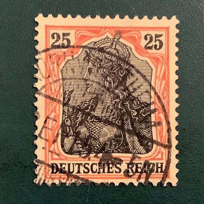 Tyske Kejserrige 1915 - Kriegsdruck: 25 Pf Germania i nuance sort metal blank - vægfri godkendt Jaschke Lantelme - Michel 88 IIa