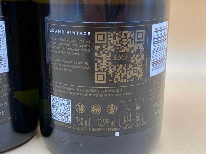 2015 Moët  Chandon, Grand Vintage - Champagne Rosé - 2 Flasker (0,75 L)