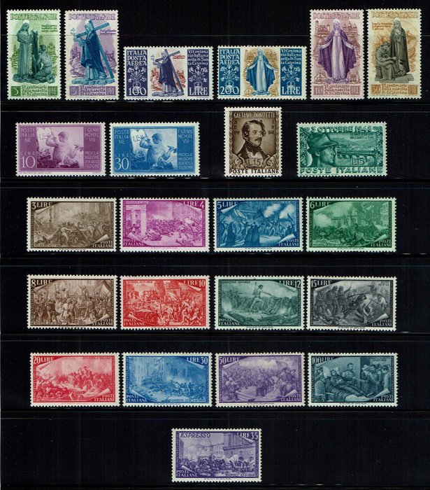 Italienske Republik 1948 - Den komplette Vintage MH - MNH - Sassone 574/593 + A 146/147 + E