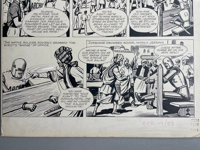 Kearon, Ted - 1 Original page - Robot Archie - Bodyguard To The Menaced Rajan - 1968