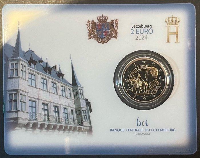 Luxembourg. 2 Euro 2024 "100e verjaardag Franc" + "Groot Hertog Willem II" (2 coincards)  (Ingen mindstepris)