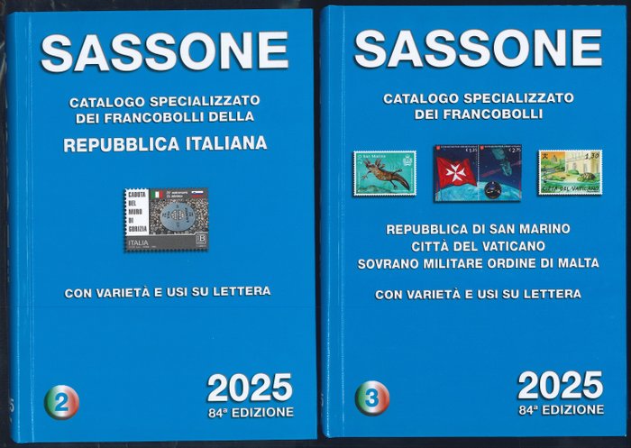 Italien 1877/2023 - Sassone-kataloger bind II + III. 2025 udgave Ny.