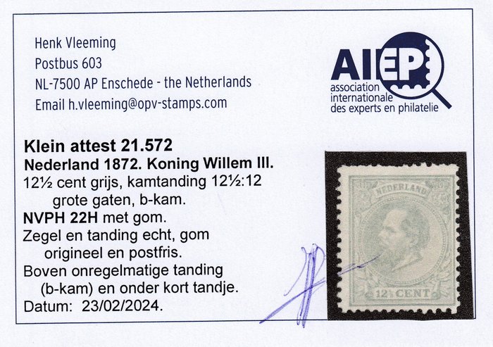 Holland 1872 - Kong Vilhelm III - NVPH 22