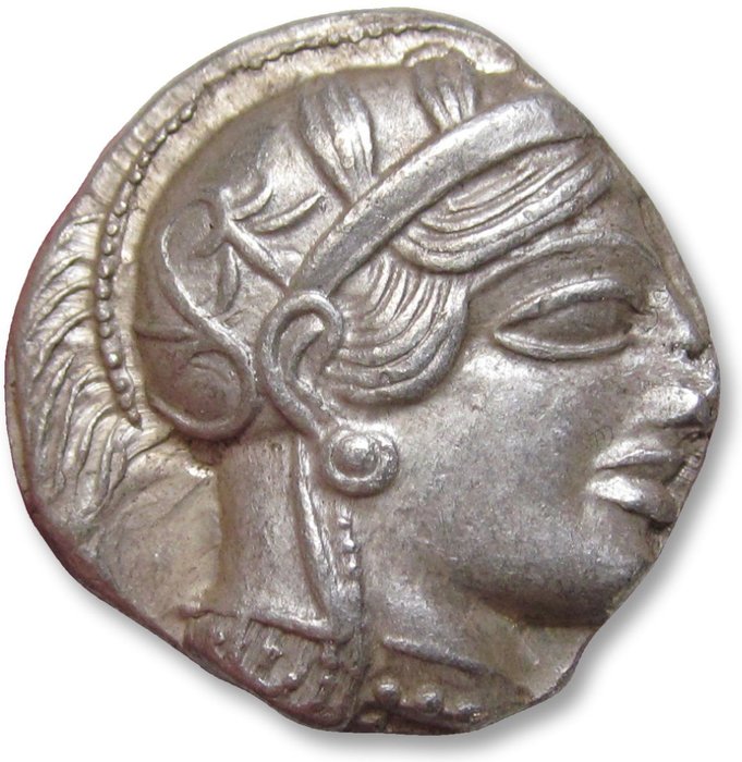 Attica Athen Tetradrachm 454-404 BC - great example of this iconic coin large part of the crest visible -