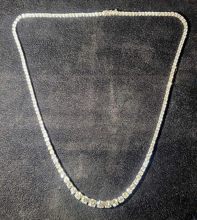 Collier halskæde - 18 kraat Hvidguld -  10.94ct. tw. Diamant (Natur)