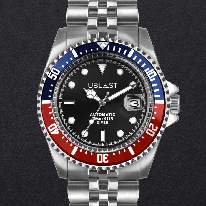 Ublast - " NO RESERVE PRICE " Diver Pepsi - 30 ATM - UB3D4411BBR - Jubilee Straps - Ingen mindstepris - Mænd - Ny