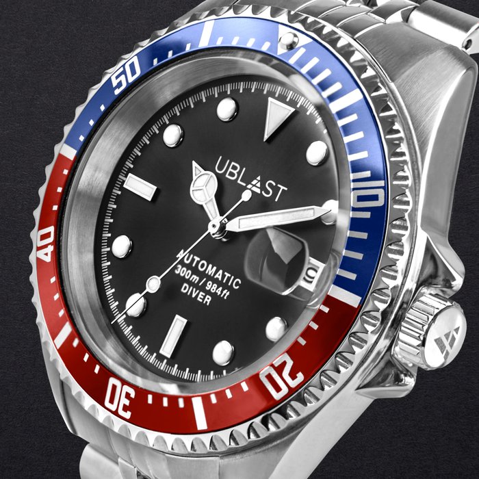 Ublast - " NO RESERVE PRICE " Diver Pepsi - 30 ATM - UB3D4411BBR - Jubilee Straps - Ingen mindstepris - Mænd - Ny