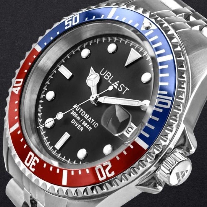 Ublast - " NO RESERVE PRICE " Diver Pepsi - 30 ATM - UB3D4411BBR - Jubilee Straps - Ingen mindstepris - Mænd - Ny