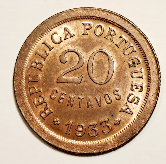 Portugisisk Guinea. Republic. 20 centavos -1933  (Ingen mindstepris)