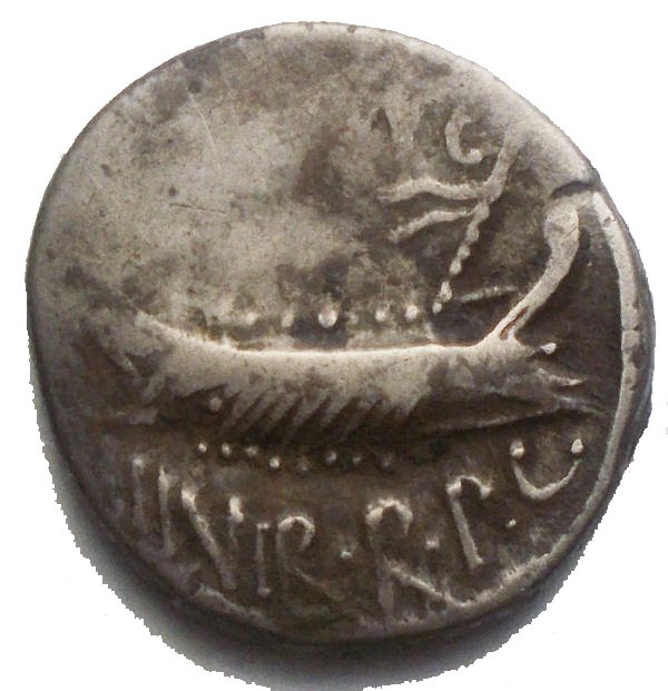 Romerska republiken. Mark Antony. Denarius mint moving with M. Antonius 32-31 BC - LEG II  (Ingen mindstepris)