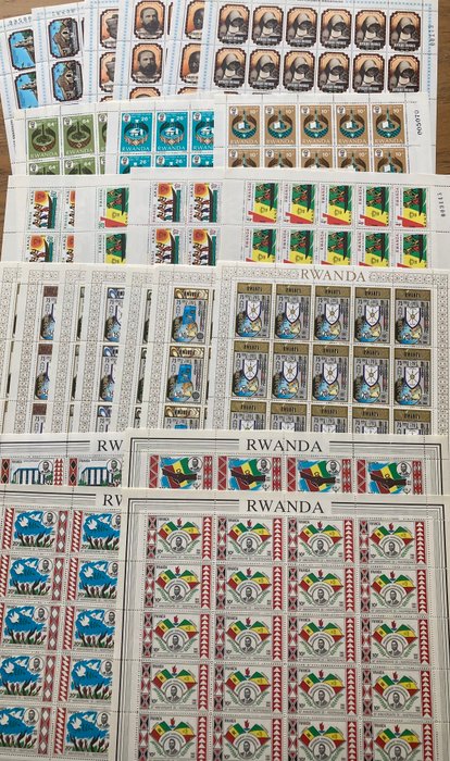 Rwanda 1976/1982 - 5 Komplet serie i hele ark af 20 - 25 - 30 - OBP/COB 730/736 - 798/800 - 877/880 - 969/976 - 1110/1113