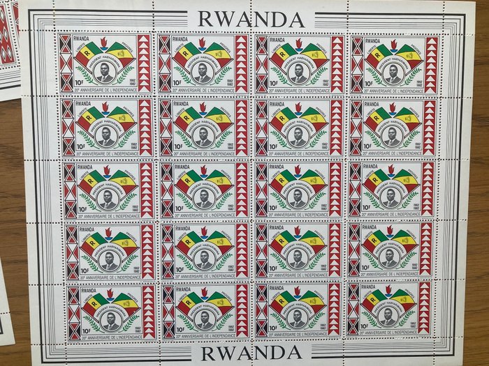 Rwanda 1976/1982 - 5 Komplet serie i hele ark af 20 - 25 - 30 - OBP/COB 730/736 - 798/800 - 877/880 - 969/976 - 1110/1113