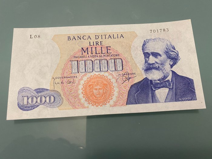 Italien. - 1.000 Lire 1962 "Verdi" I tipo - Gigante BI 55A; Pick 96a  (Ingen mindstepris)