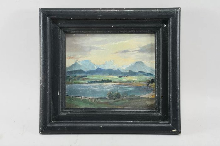 German School (XIX-XX) - Landscape with mountains and lake