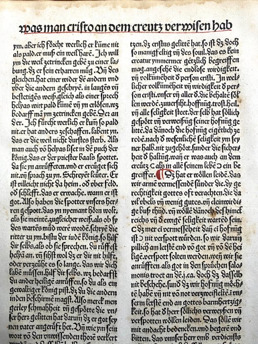 Fridolin - Fridolin: Schatzbehalter oder Schrein Original Inkunabel Blatt beidseitig bedruckt 1491 - 1491