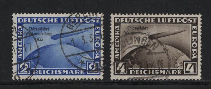 Tyske Kejserrige 1933 - “Chicago tur” 2 og 4 RM. - Michel 497/98