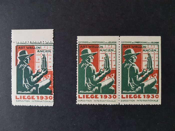 Belgien  - 1930 Liège udstilling internationalt ark på 10, par og løst stempel MNH