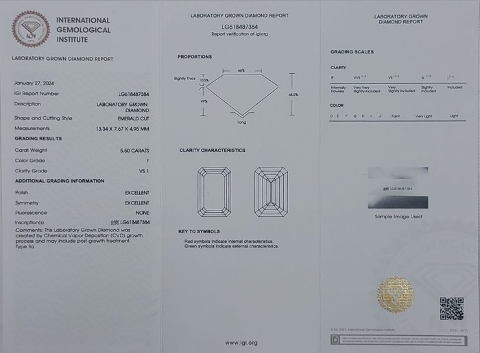 Ring Platin -  5.90ct. tw. Diamant (Laboratoriedyrket) - Diamant